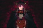 for an article about the devil is a part-timer! , anime-style illustration of satan behind a fast-food worker