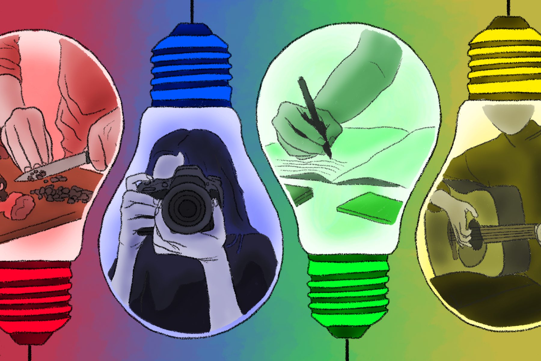 Illustration of different creative outlets