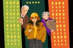 Illustration of characters from Only Murders in the Building
