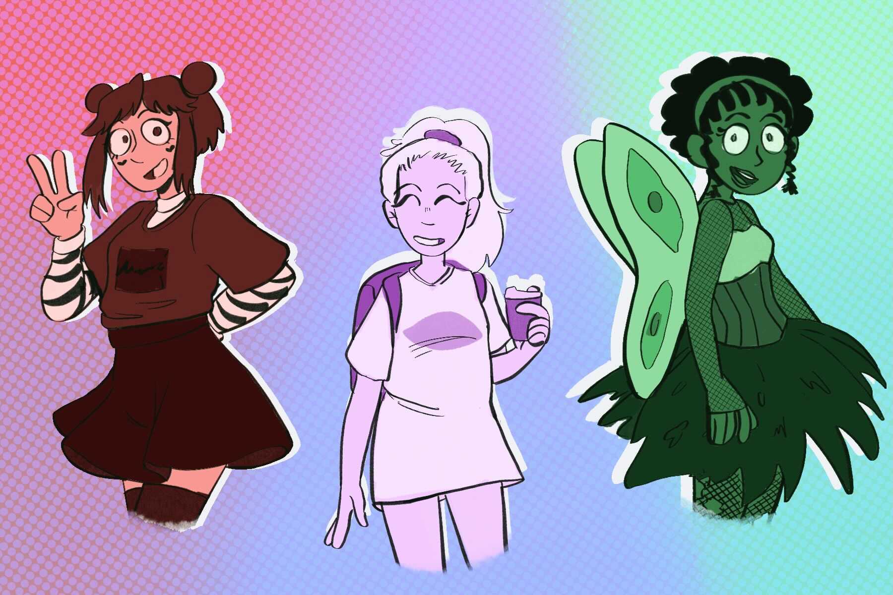 In an article about Gen Z, three people with different outfits stand in different poses.