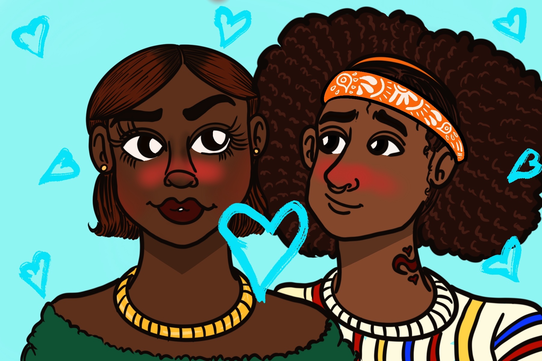In an article about romantic tropes, two people are shown in a drawing with a heart between them.