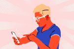 an illustration of someone consuming media