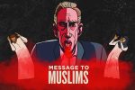 In an article about Jordan Peterson's video addressed to Muslims, an illustration of him spewing red smoke over Muslims.