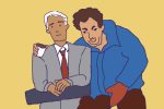 An illustration of Del Griffith and Neal Page from Planes, Trains, and Automobiles